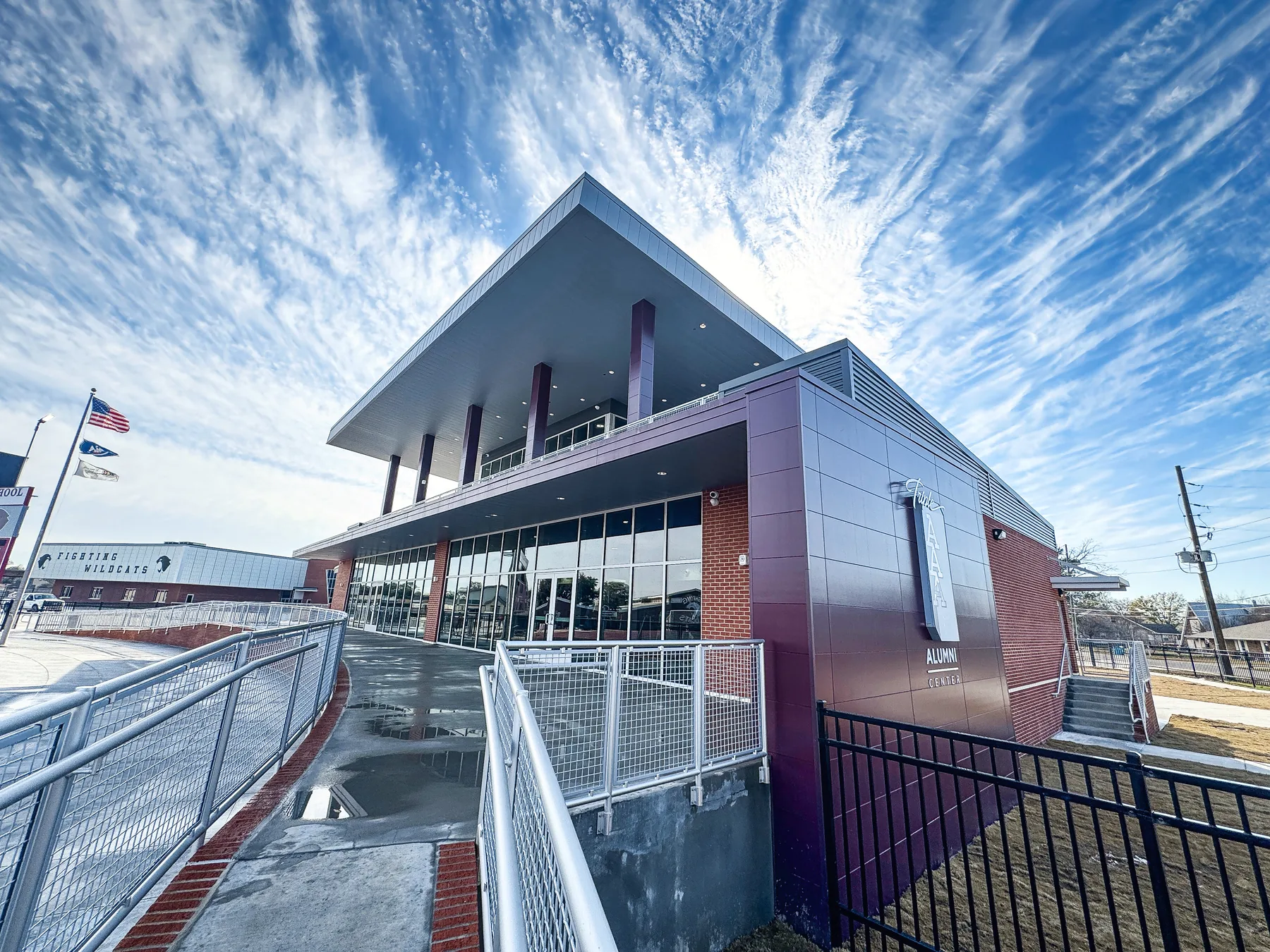 DHS Alumni Center, Lamar building construction (exterior)